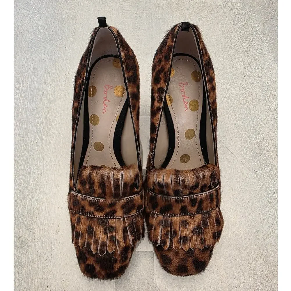 Boden Women's Chunky Loafer Heel Animal Print Leopard Shoe SZ 36 - Picture 2 of 8